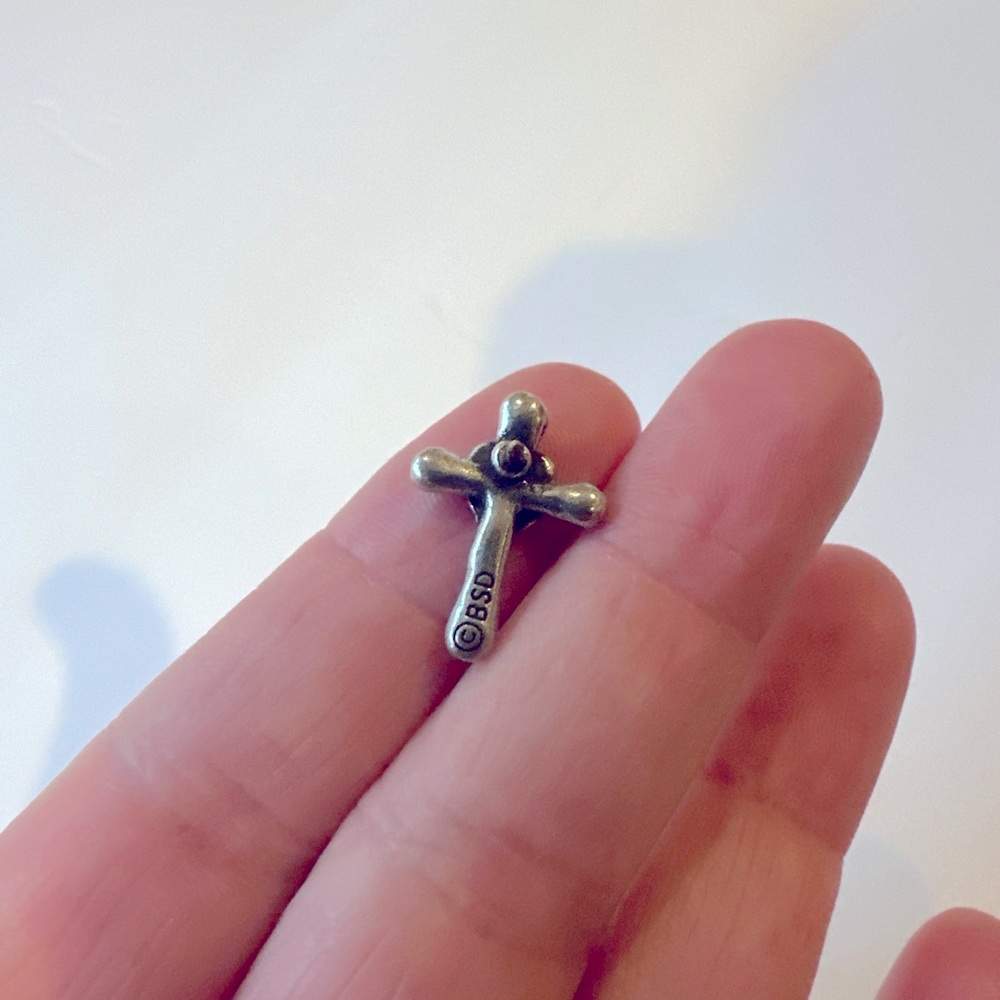 Pewter Cross with wings Lapel Pin